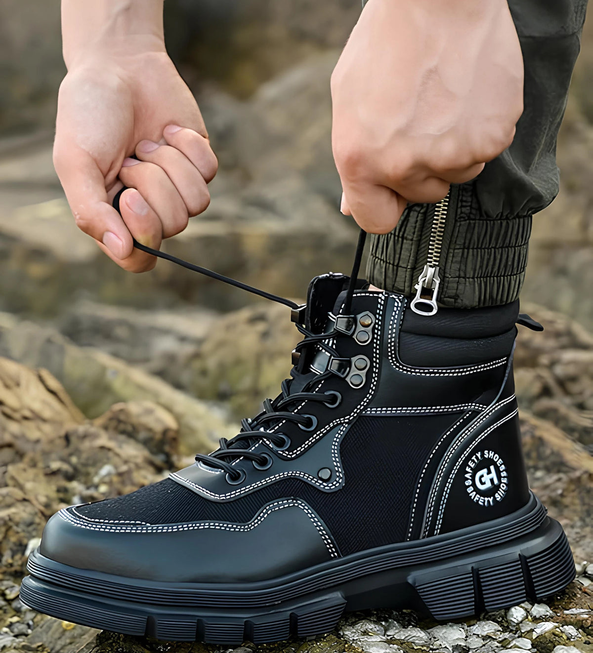Kit Bota Masculina Durax Cano Médio em 100% Couro Legítimo + BRINDES: Relógio Tático, Cinto e Carteira