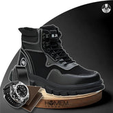 Kit Bota Masculina Durax Cano Médio em 100% Couro Legítimo + BRINDES: Relógio Tático, Cinto e Carteira