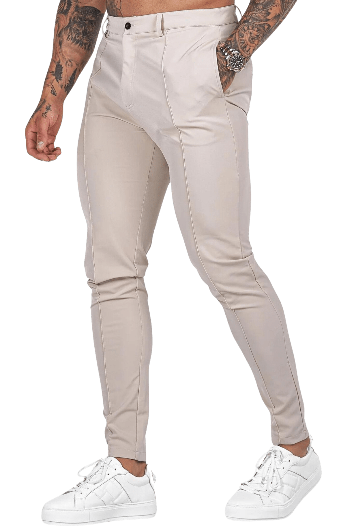 Calça Masculina Alfaiataria Agassi [036] - Calça Alfaiataria Agassi UseBonn Bege P (36) 