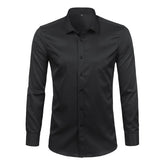 Camisa Masculina Social Lisa Conforto Anti Amassado [05] - Camisa Masculina Social Lisa Conforto Anti Amassado UseBonn Preto PP (45-50KG) 