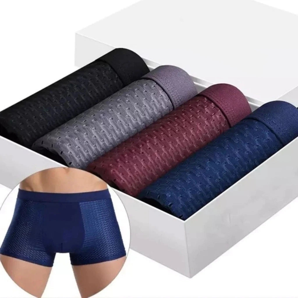 Kit 10 Cuecas Boxers Antiodor e Antibacterianas Ice Man em Seda Gelo [040] - Kit 10 Cuecas Boxers Antiodor e Antibacterianas Ice Man em Seda Gelo UseBonn 4 pretas + azul claro + azul escuro + branco + cinza + vermelho + prata PP : Homens de 45 até 55 quilos 