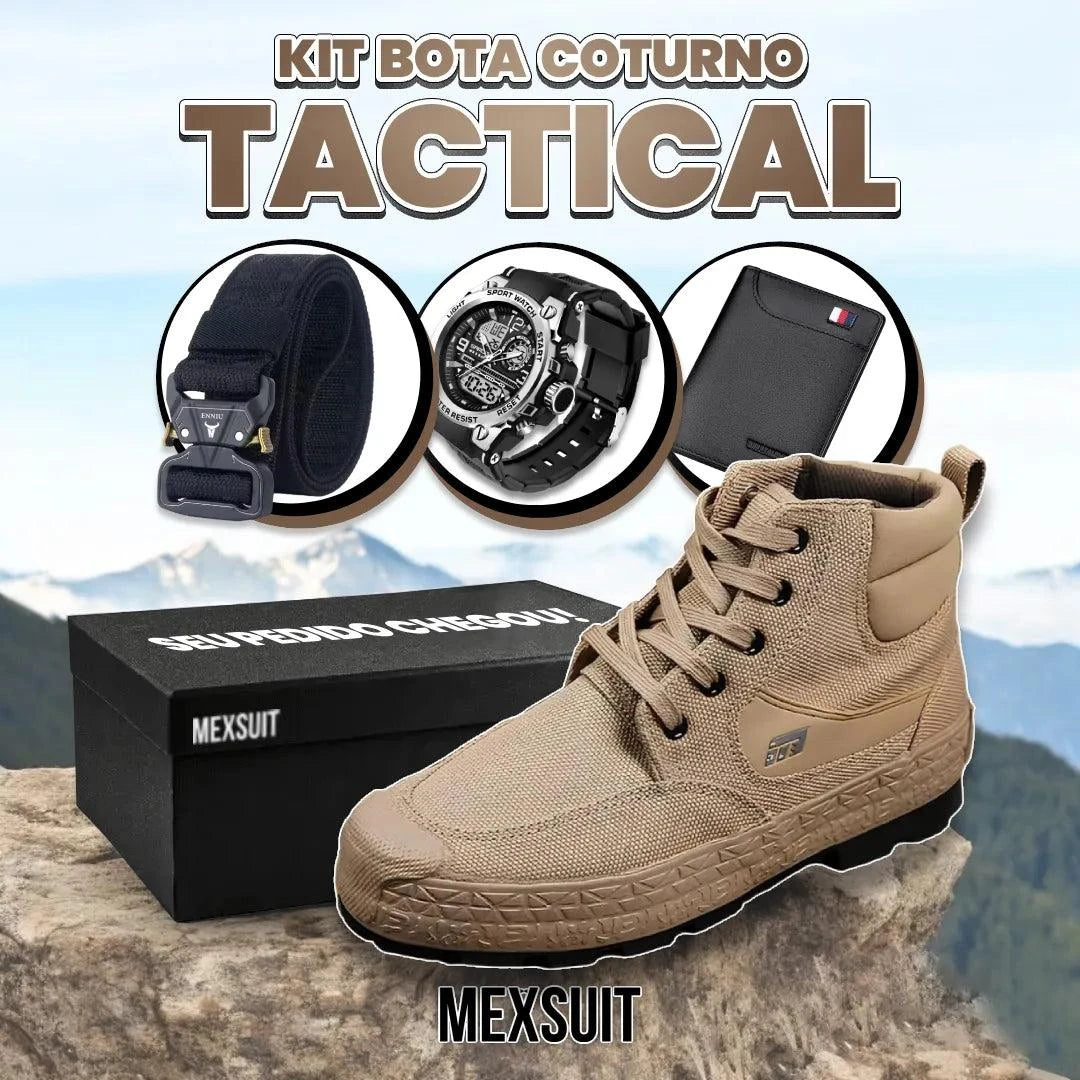 Kit Bota Militar Tactical Masculina de Couro Legitimo + 3 BRINDES [035] - Kit Bota Militar Tactical Masculina de Couro Legitimo + 3 BRINDES UseBonn 